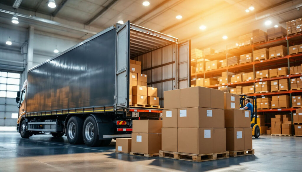 AMW Express Freight unloading freight truck