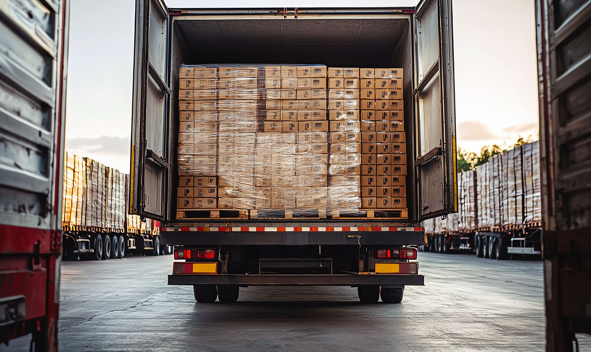 AMW Express Freight freight truck fully loaded for shipping